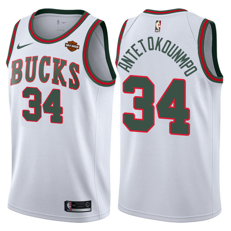 2017-18 Giannis Antetokounmpo Milwaukee Bucks #34 White Return To Mecca Hardwood Classic Edition Swingman Jersey