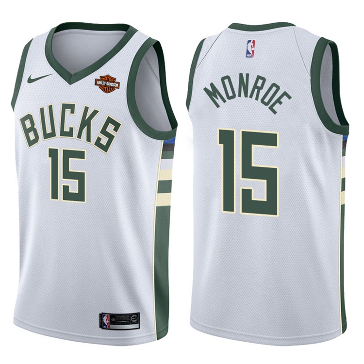 2017-18 Season Greg Monroe Milwaukee Bucks #15 Association White Jersey