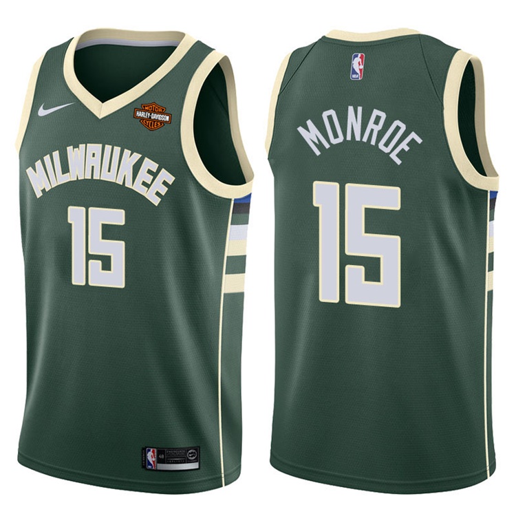 2017-18 Season Greg Monroe Milwaukee Bucks #15 Icon Green Jersey
