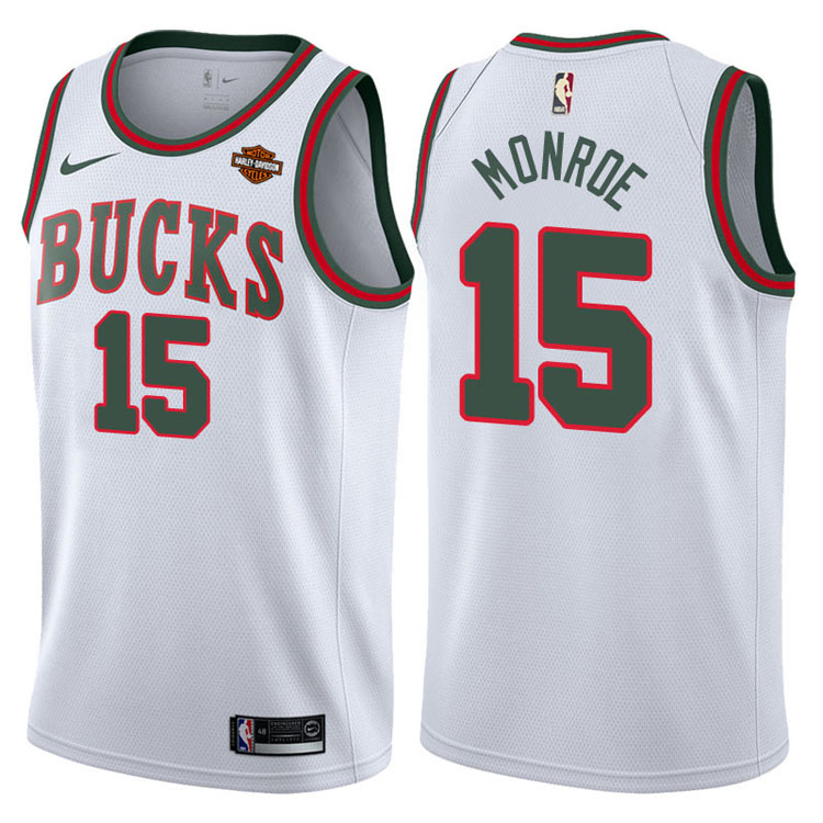 2017-18 Greg Monroe Milwaukee Bucks #15 White Return To Mecca Hardwood Classic Edition Swingman Jersey