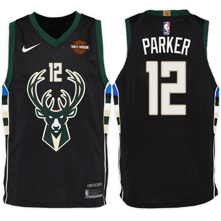 2017-18 Season Jabari Parker Milwaukee Bucks #12 Statement Harley Black Jersey 2017-18 Season Jabari Parker Milwaukee Bucks #12 Statement Harley Black Jersey