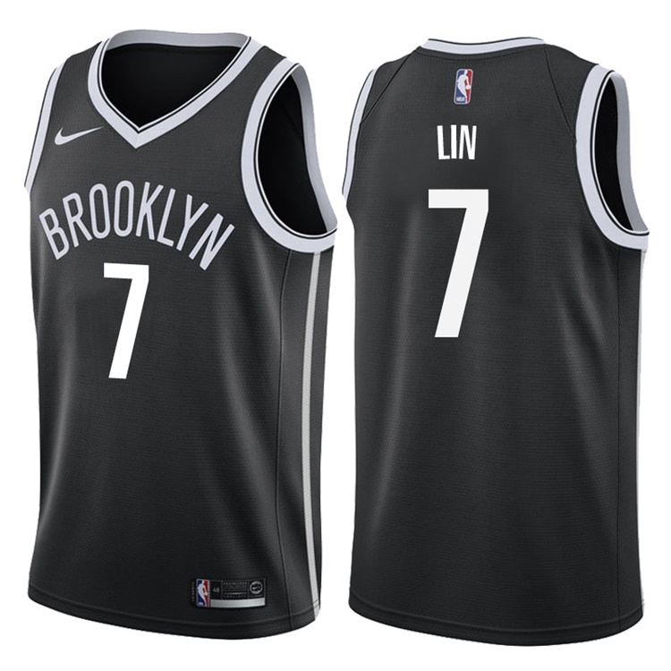 2017-18 Season Jeremy Lin Brooklyn Nets #7 Icon Black Swingman Jersey