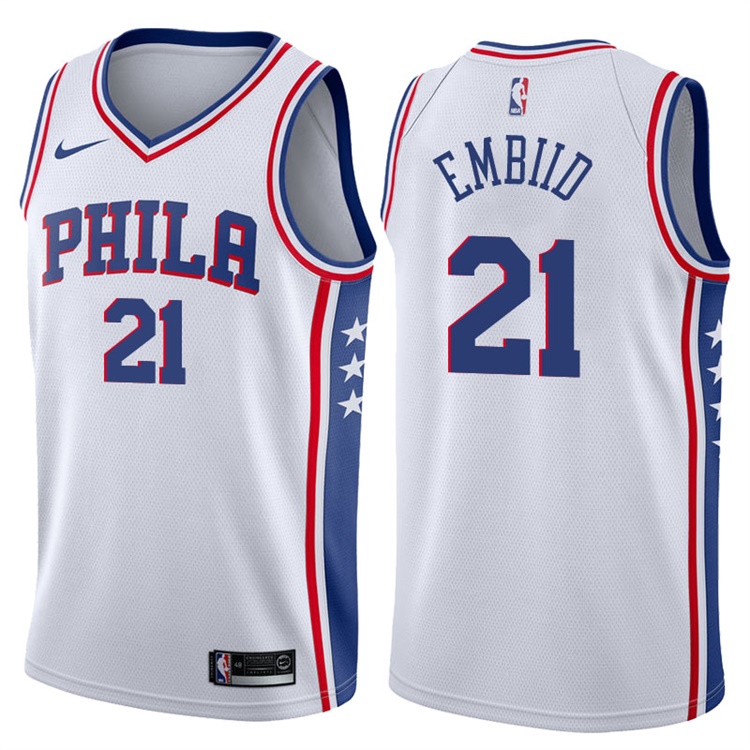 2017-18 Season Joel Embiid Philadelphia 76ers #21 Association White Jersey 2017-18 Season Joel Embiid Philadelphia 76ers #21 Association White Jersey