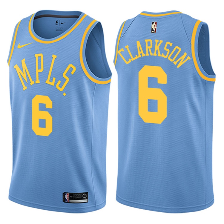 2017-18 Jordan Clarkson Los Angeles Lakers #6 Blue Hardwood Classic Edition Swingman Jersey