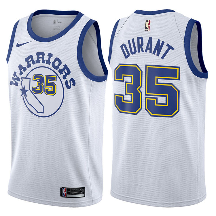 2017-18 Kevin Durant Golden State Warriors #35 White Hardwood Classic Edition Swingman Jersey