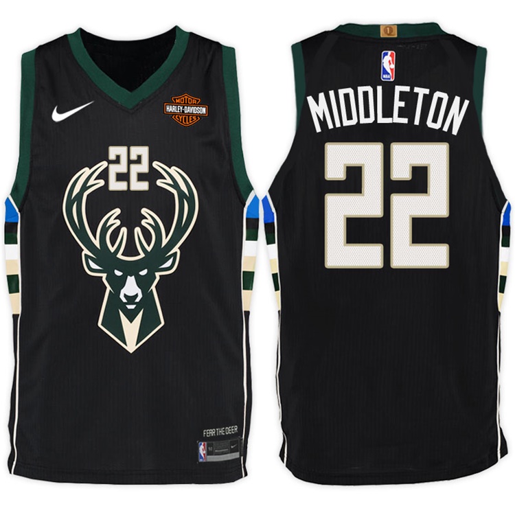 2017-18 Season Khris Middleton Milwaukee Bucks #22 Statement Harley Black Jersey 2017-18 Season Khris Middleton Milwaukee Bucks #22 Statement Harley Black Jersey