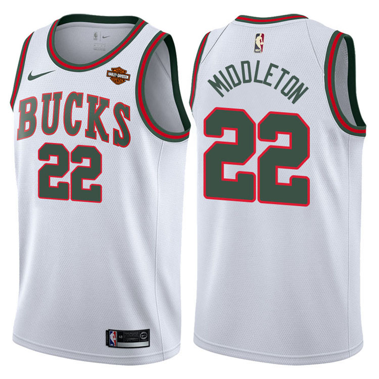 2017-18 Khris Middleton Milwaukee Bucks #22 White Return To Mecca Hardwood Classic Edition Swingman Jersey