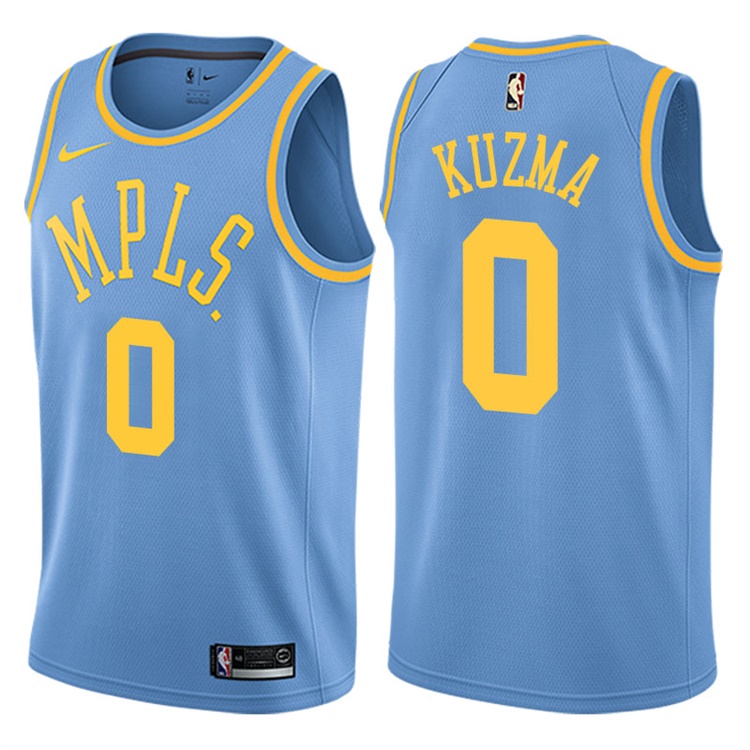 2017-18 Kyle Kuzma Los Angeles Lakers #0 Blue Hardwood Classic Edition Swingman Jersey