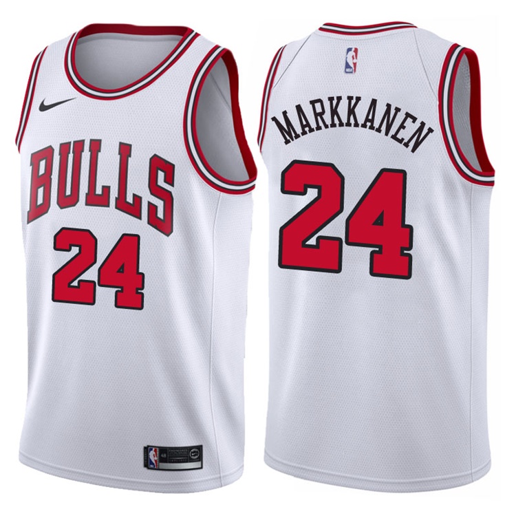 2017-18 Season Lauri Markkanen Chicago Bulls #24 Association White Jersey 2017-18 Season Lauri Markkanen Chicago Bulls #24 Association White Jersey