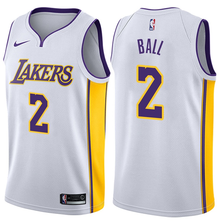 2017-18 Season Lonzo Ball Los Angeles Lakers #2 Association White Jersey
