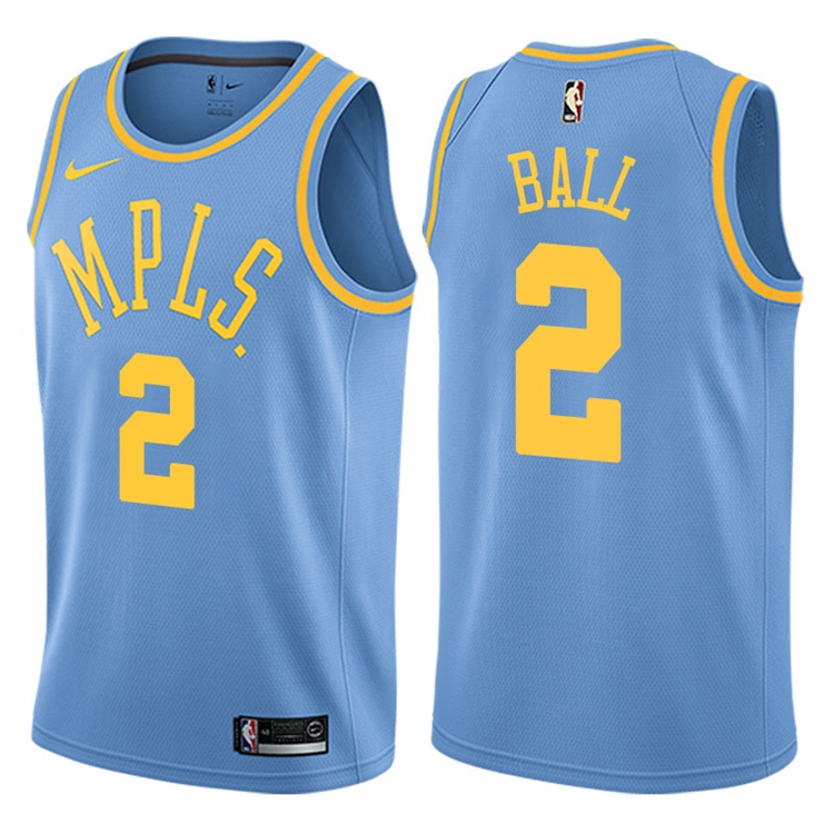 2017-18 Lonzo Ball Los Angeles Lakers #2 Blue Hardwood Classic Edition Swingman Jersey