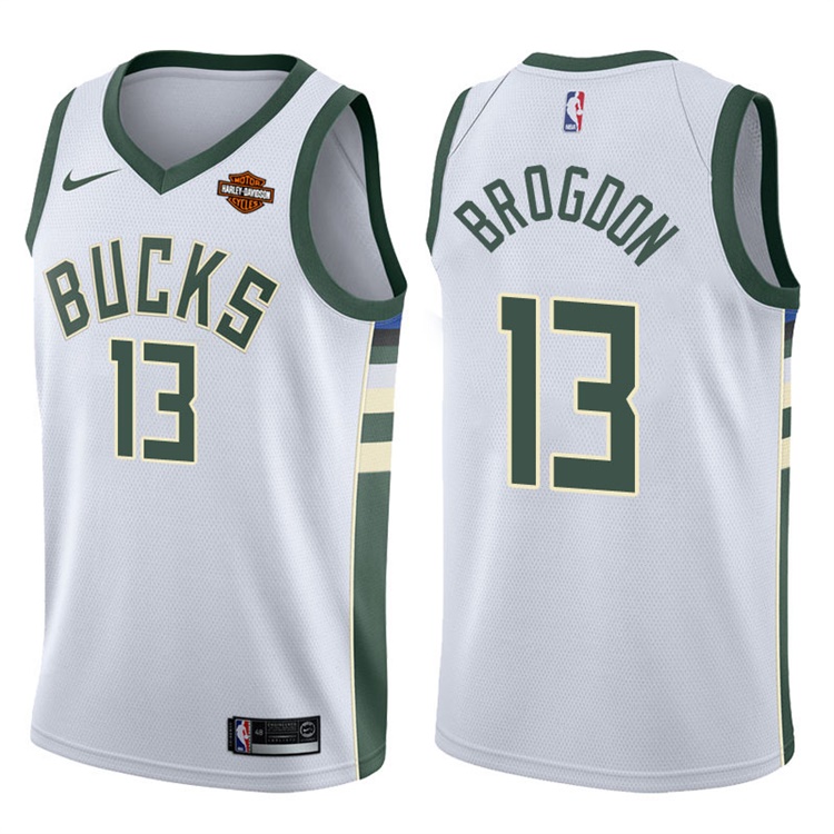 2017-18 Season Malcolm Brogdon Milwaukee Bucks #13 Association White Jersey 2017-18 Season Malcolm Brogdon Milwaukee Bucks #13 Association White Jersey