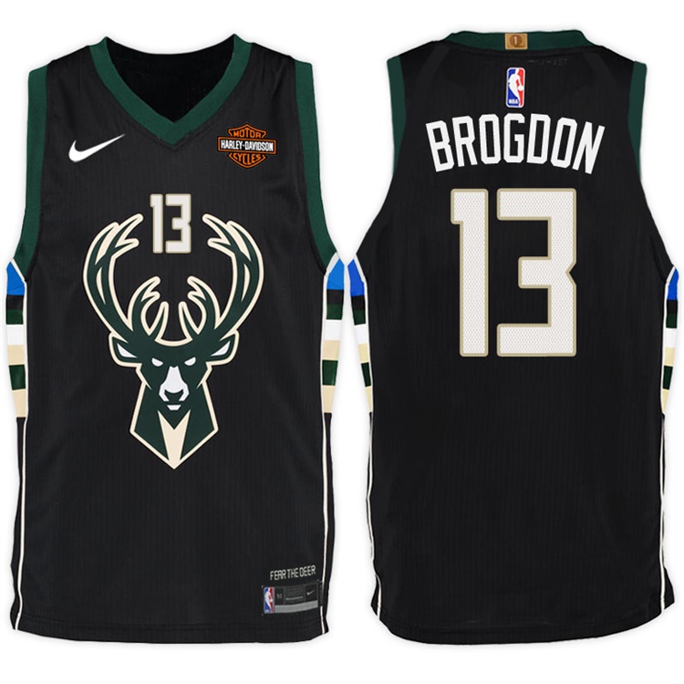 2017-18 Season Malcolm Brogdon Milwaukee Bucks #13 Statement Harley Black Jersey 2017-18 Season Malcolm Brogdon Milwaukee Bucks #13 Statement Harley Black Jersey