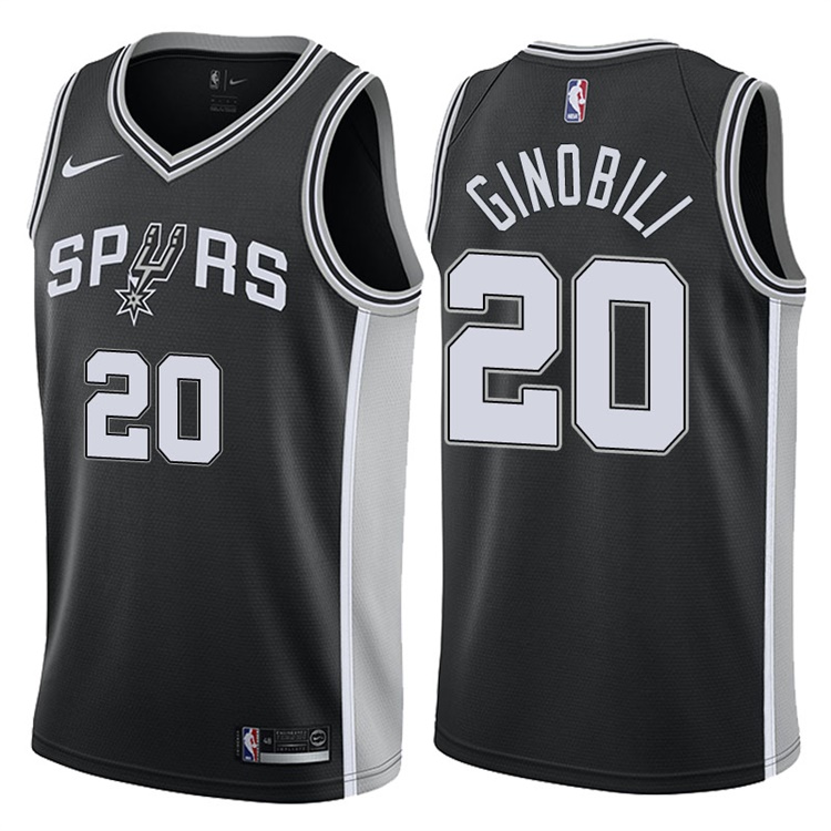 2017-18 Season Manu Ginobili San Antonio Spurs #20 Icon Black Jersey