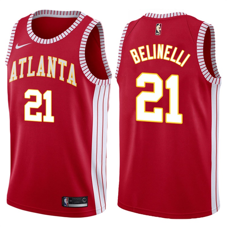 2017-18 Marco Belinelli Atlanta Hawks #21 Red Hardwood Classic Edition Swingman Jersey