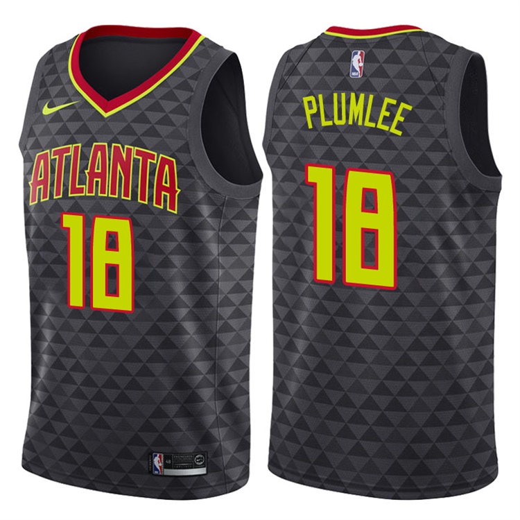 2017-18 Season Miles Plumlee Atlanta Hawks #18 Icon Black Swingman Jersey
