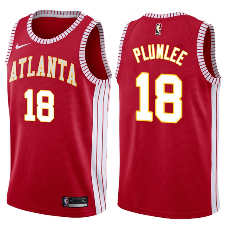 2017-18 Miles Plumlee Atlanta Hawks #18 Red Hardwood Classic Edition Swingman Jersey