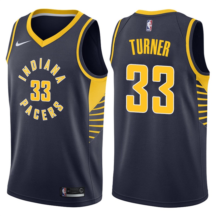2017-18 Season Myles Turner Indiana Pacers #33 Icon Navy Swingman Jersey