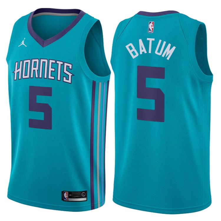 2017-18 Season Nicolas Batum Charlotte Hornets #5 Icon Teal Swingman Jersey