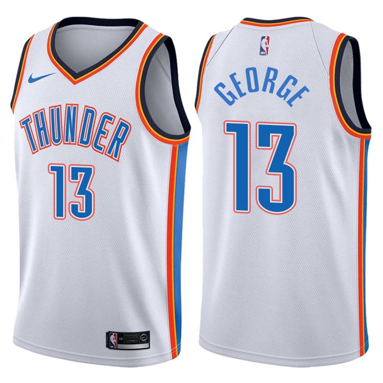 2017-18 Season Paul George Oklahoma City Thunder #13 Association White Jersey 2017-18 Season Paul George Oklahoma City Thunder #13 Association White Jersey