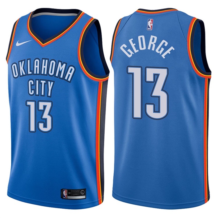 2017-18 Season Paul George Oklahoma City Thunder #13 Icon Blue Jersey