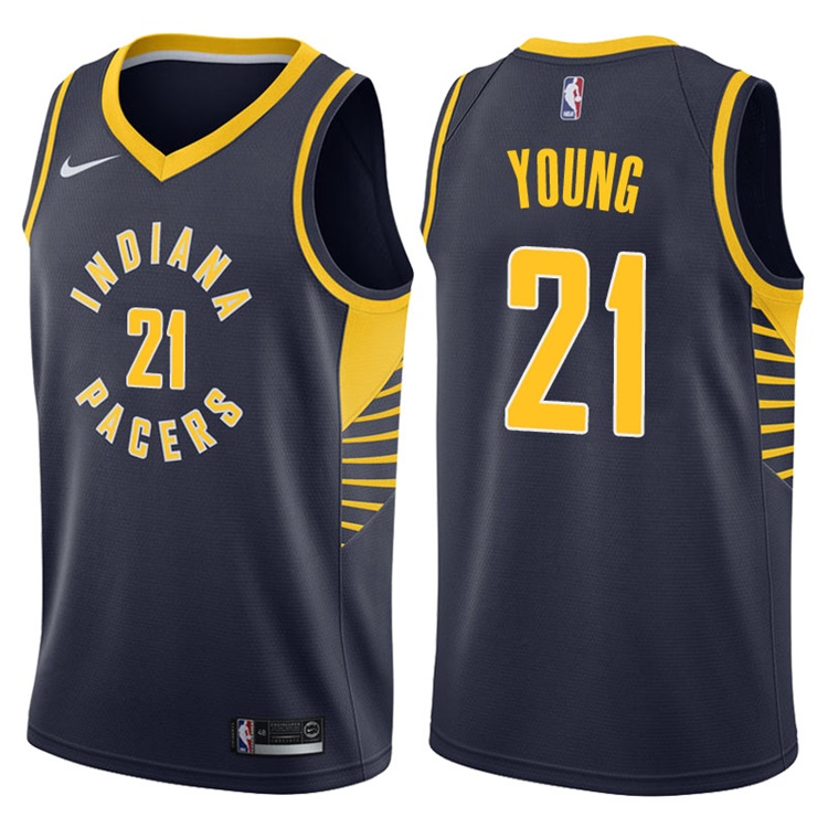 2017-18 Season Thaddeus Young Indiana Pacers #21 Icon Navy Swingman Jersey