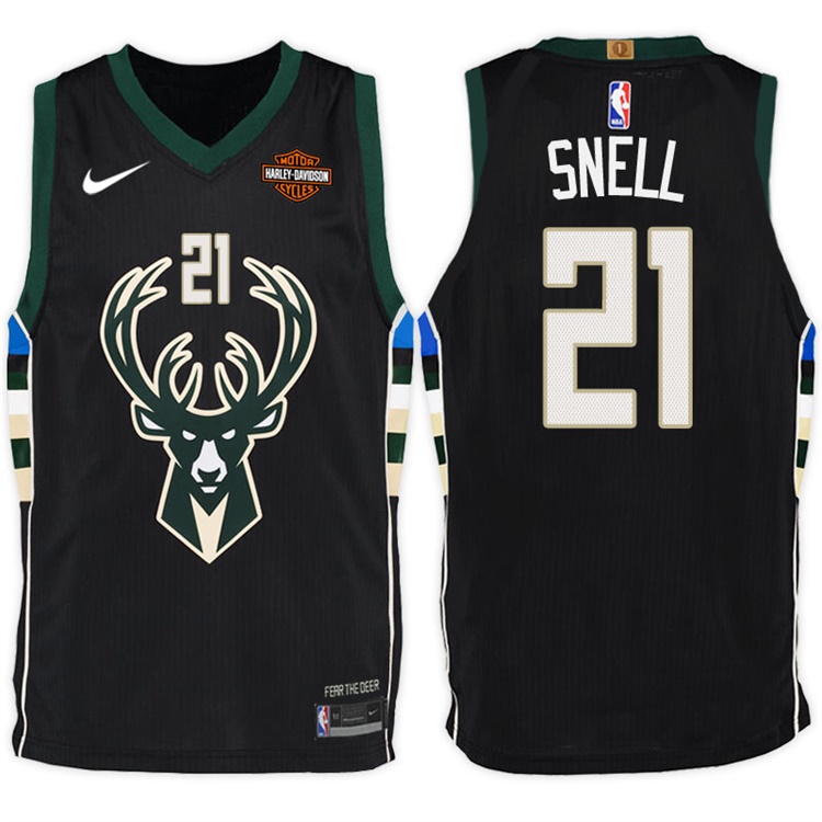 2017-18 Season Tony Snell Milwaukee Bucks #21 Statement Harley Black Jersey 2017-18 Season Tony Snell Milwaukee Bucks #21 Statement Harley Black Jersey
