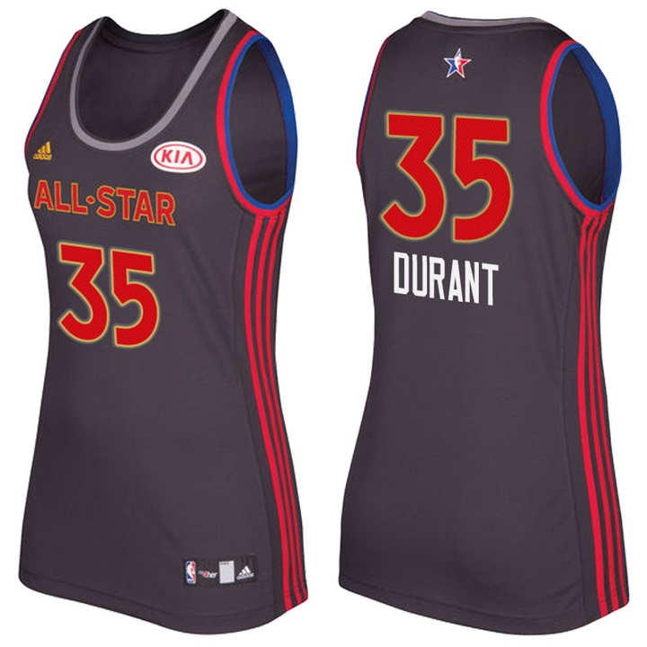 Women's 2017 All-Star Warriors Kevin Durant #35 Western Conference Charcoal Jersey