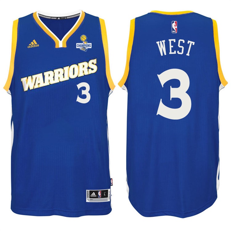 David West Golden State Warriors #3 NBA 2017 Finals Champions Patched Crossover New Swingman Jersey
