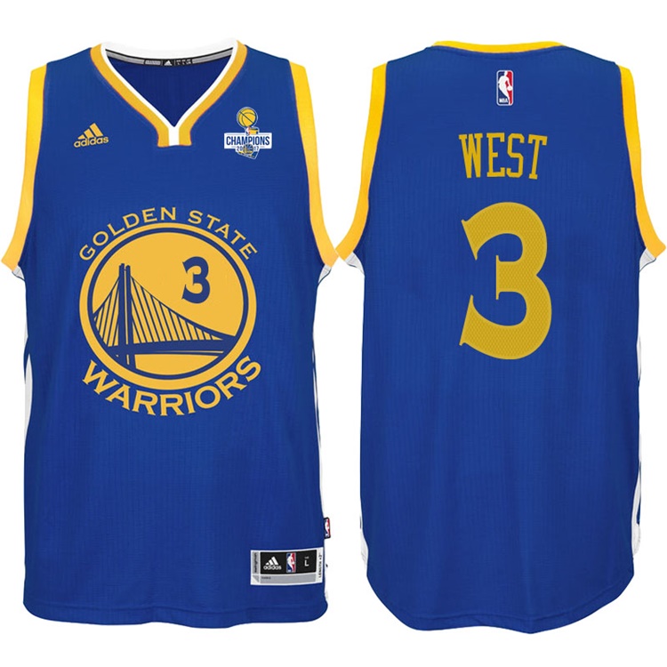 David West Golden State Warriors #3 NBA 2017 Finals Champions Patched Royal New Swingman Jersey