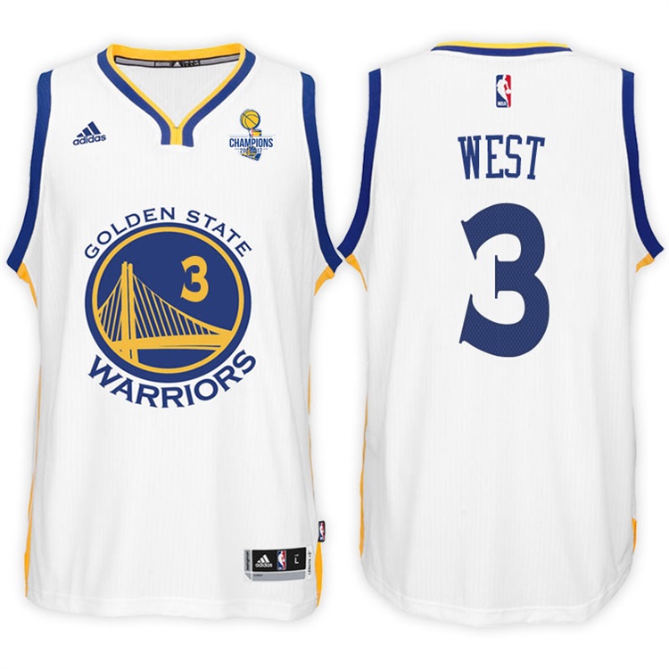 David West Golden State Warriors #3 NBA 2017 Finals Champions Patched White New Swingman Jersey