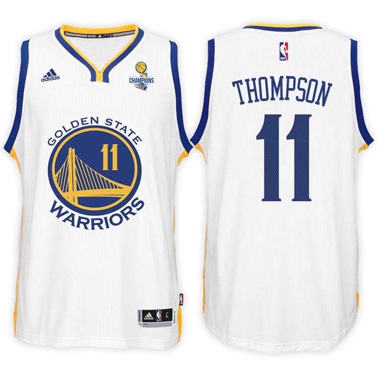Klay Thompson Golden State Warriors #11 NBA 2017 Finals Champions Patched White New Swingman Jersey