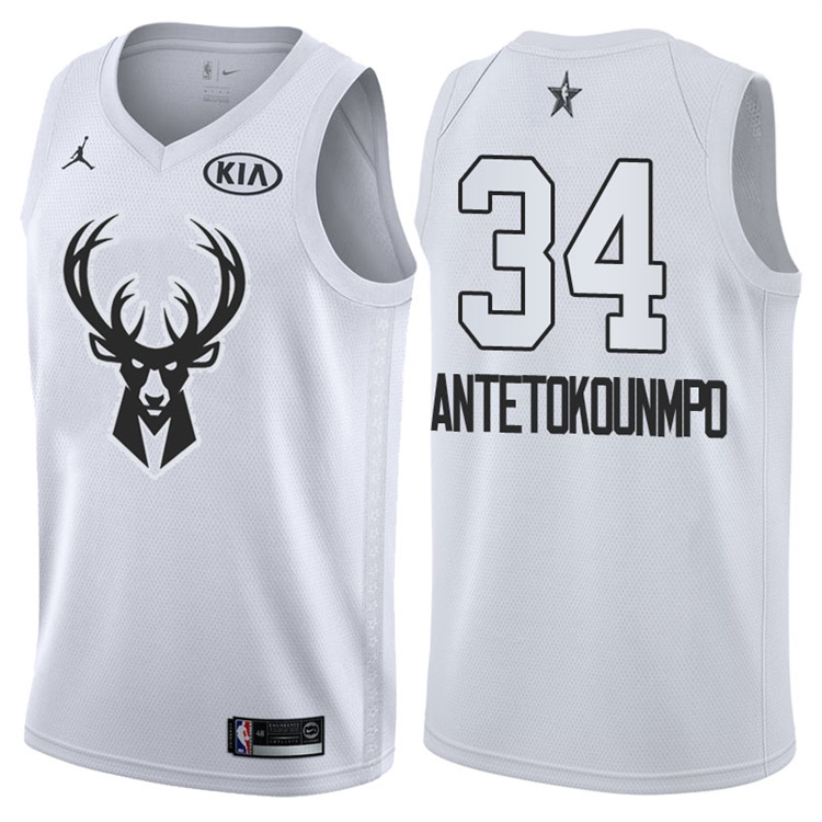 2018 All-StarBucks Giannis Antetokounmpo #34 White Jersey