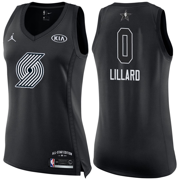 Women's 2018 All-Star Blazers Damian Lillard #0 Black Jersey