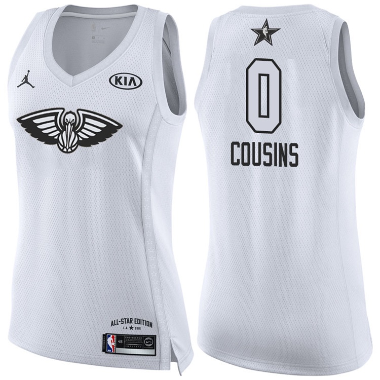 Women's 2018 All-Star Pelicans DeMarcus Cousins #0 White Jersey