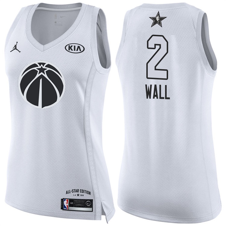 Women's 2018 All-Star Wizards John Wall #2 White Jersey