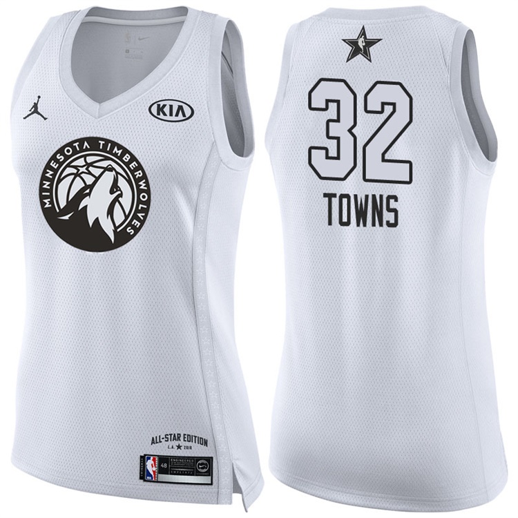 Women's 2018 All-Star Timberwolves Karl-Anthony Towns #32 White Jersey