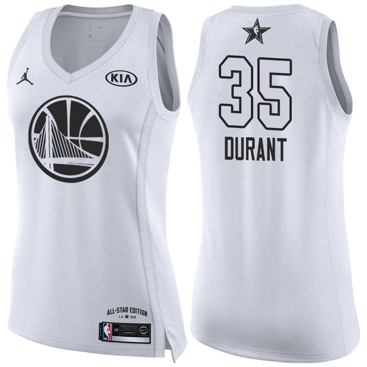 Women's 2018 All-Star Warriors Kevin Durant #35 White Jersey