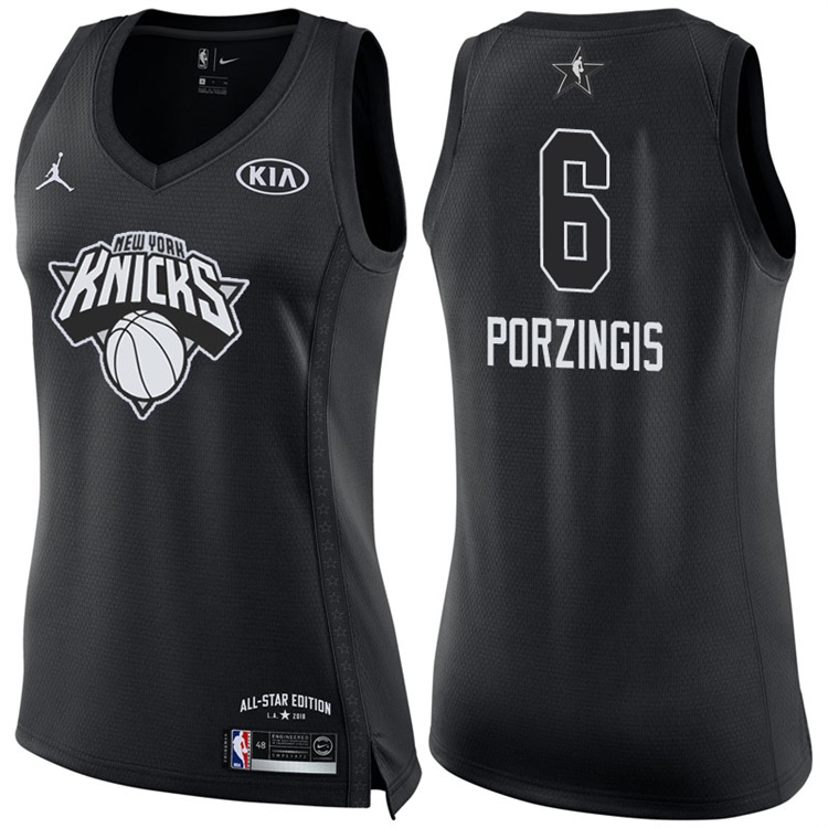 Women's 2018 All-Star Knicks Kristaps Porzingis #6 Black Jersey