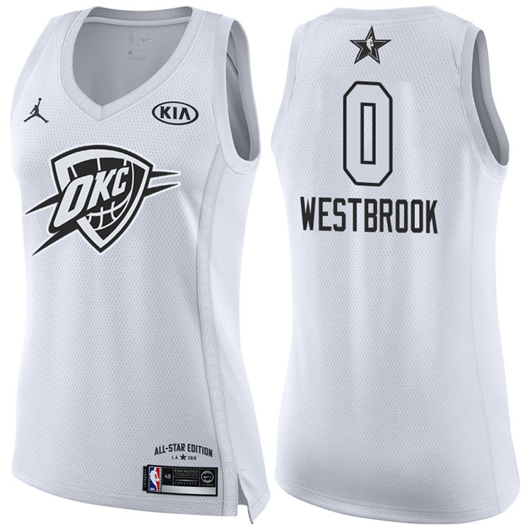 Women's 2018 All-Star Thunder Russell Westbrook #0 White Jersey
