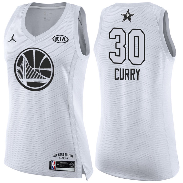Women's 2018 All-Star Warriors Stephen Curry #30 White Jersey