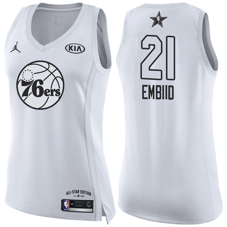 Women's 2018 All-Star 76ers Joel Embiid #21 White Jersey