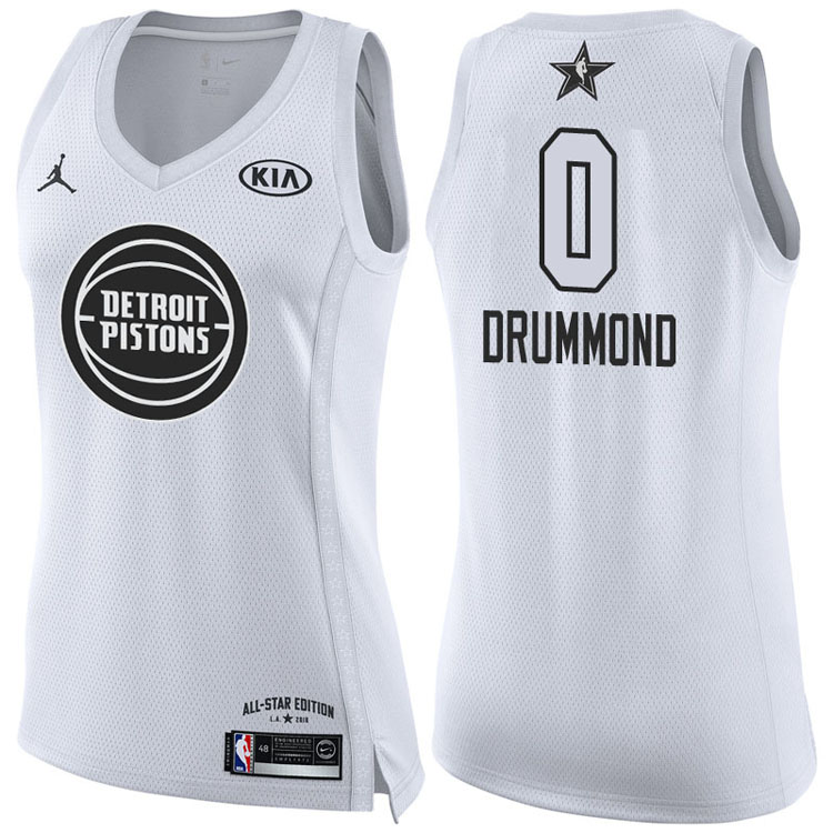 Women's 2018 All-Star Pistons Andre Drummond #0 White Jersey