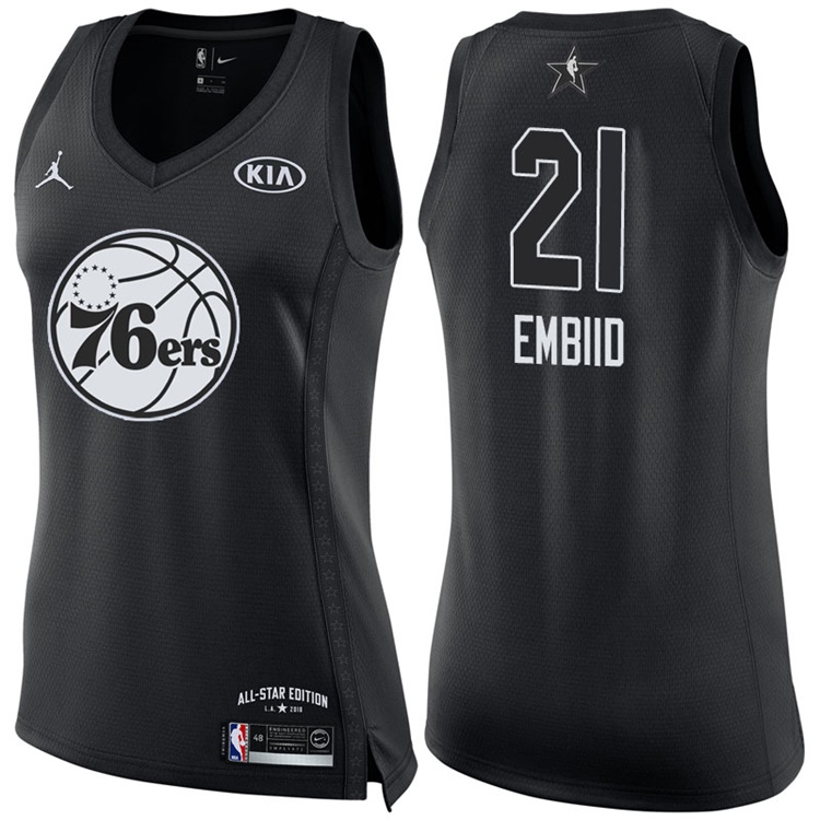 Women's 2018 All-Star 76ers Joel Embiid #21 Black Jersey