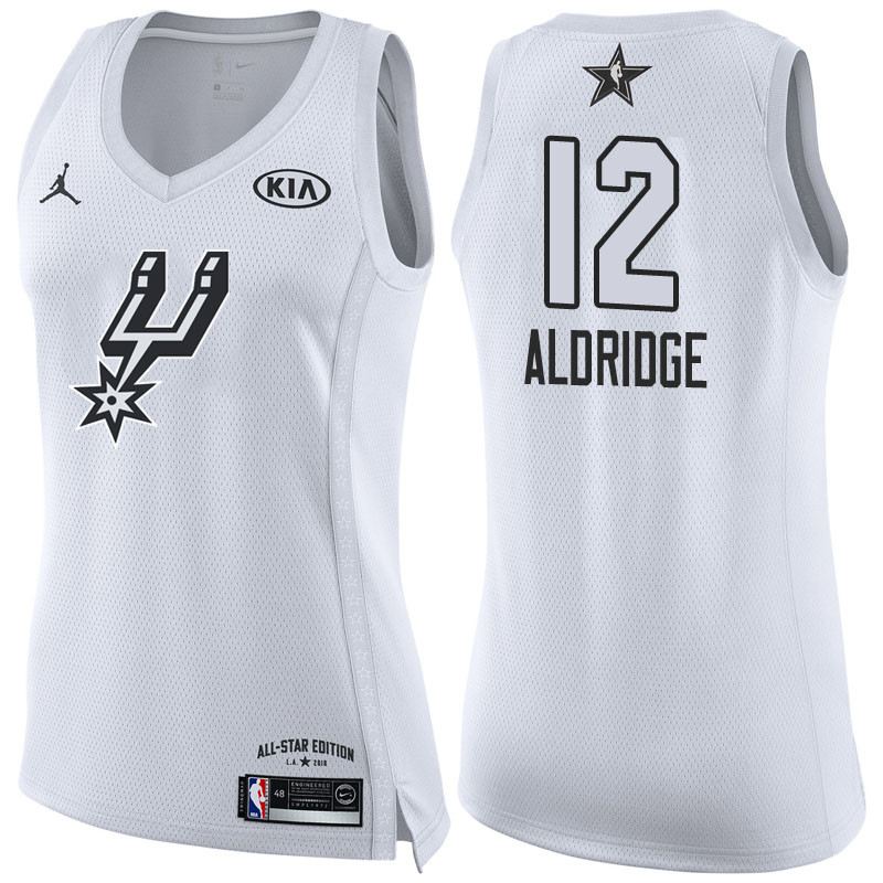 Women's 2018 All-Star Spurs LaMarcus Aldridge #12 White Jersey