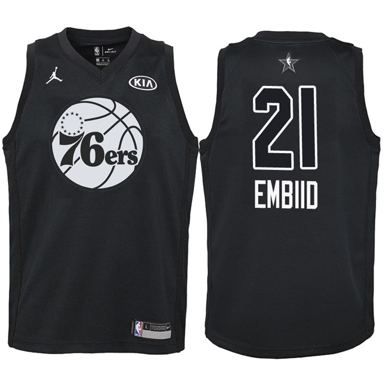 Youth 2018 All-Star 76ers Joel Embiid #21 Black Jersey Youth 2018 All-Star 76ers Joel Embiid #21 Black Jersey