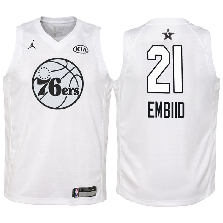 Youth 2018 All-Star 76ers Joel Embiid #21 White Jersey Youth 2018 All-Star 76ers Joel Embiid #21 White Jersey