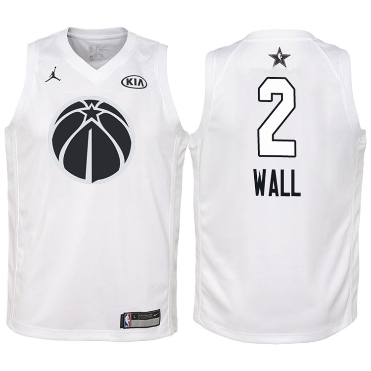 Youth 2018 All-Star Wizards John Wall #2 White Jersey Youth 2018 All-Star Wizards John Wall #2 White Jersey