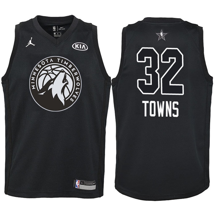 Youth 2018 All-Star Timberwolves Karl-Anthony Towns #32 Black Jersey Youth 2018 All-Star Timberwolves Karl-Anthony Towns #32 Black Jersey