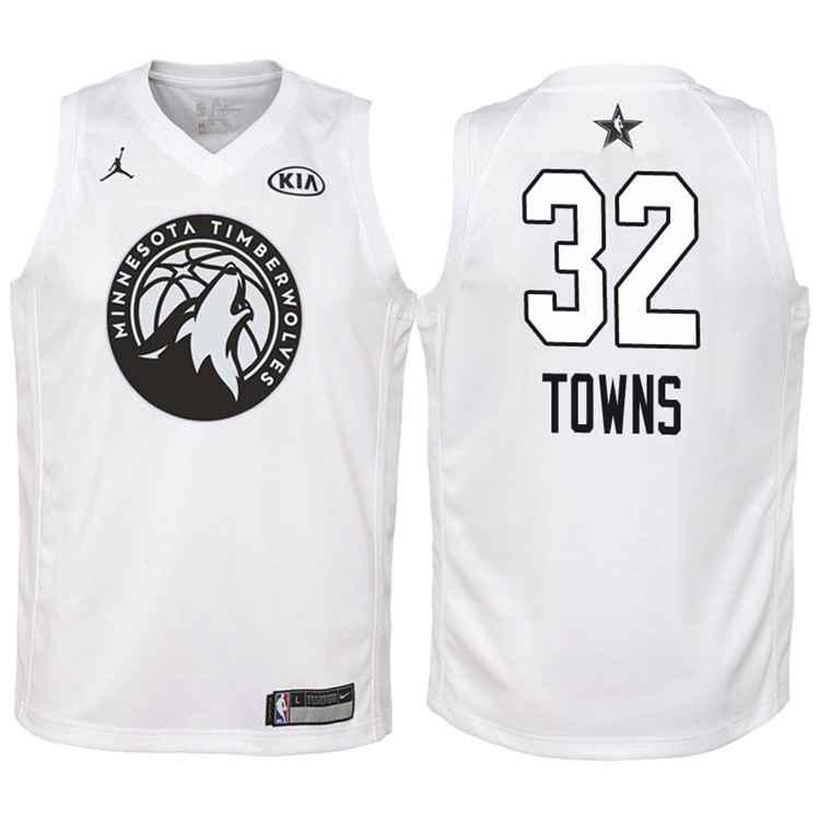 Youth 2018 All-Star Timberwolves Karl-Anthony Towns #32 White Jersey Youth 2018 All-Star Timberwolves Karl-Anthony Towns #32 White Jersey